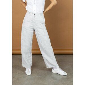 Hannoh Wessel Petronilla Pants Trousers Sz 38  Wide Leg Raw Edge Checkered Linen